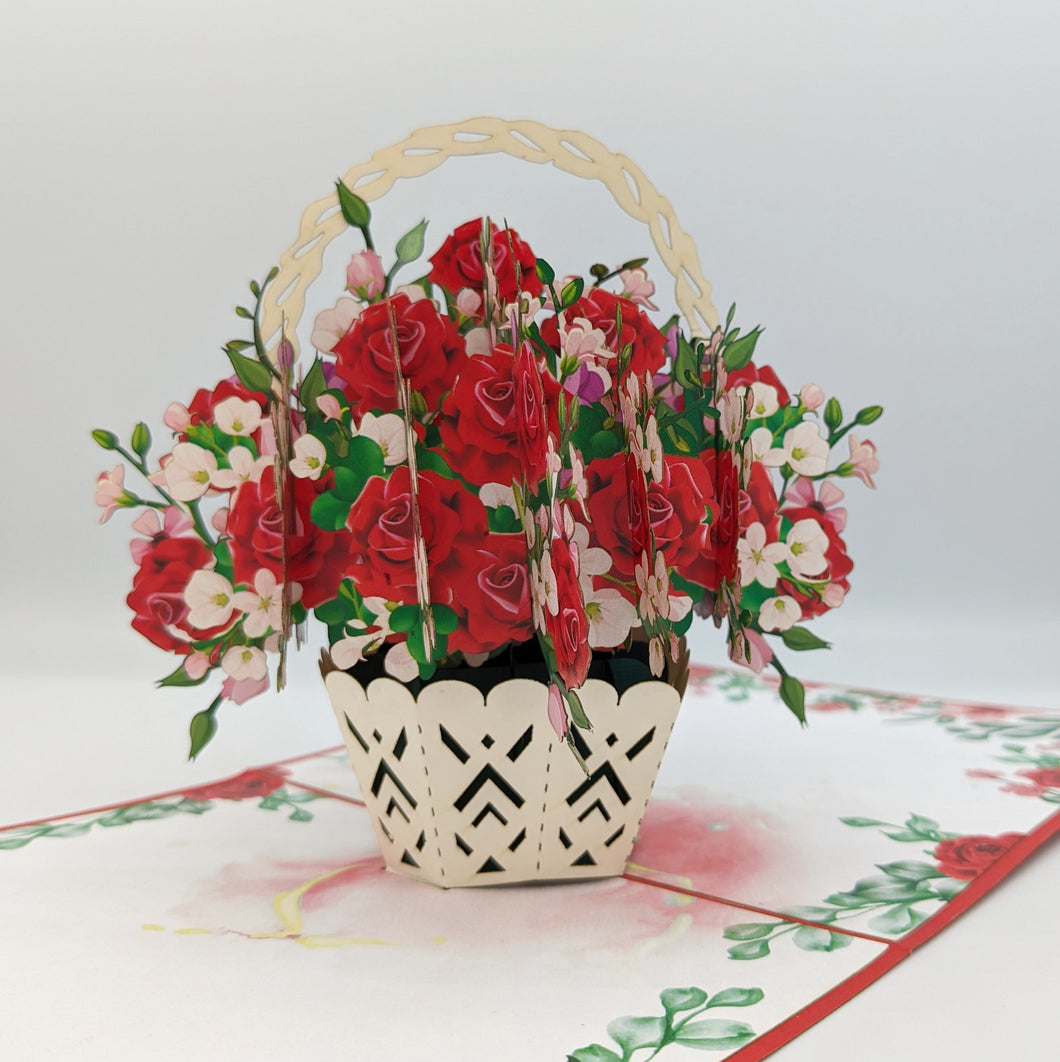 Basket of Roses - Pop Up Card