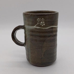 Brown Buncheong -  Large White Tree Ceramic Mug