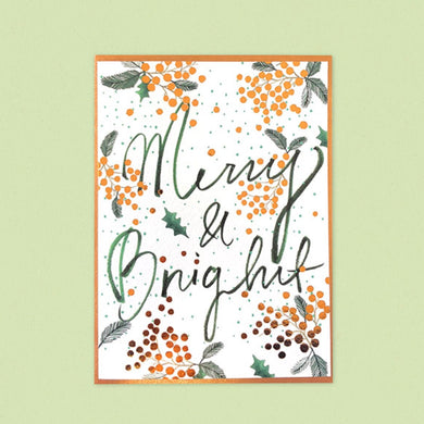 Merry and Bright Holly - Greeting Card