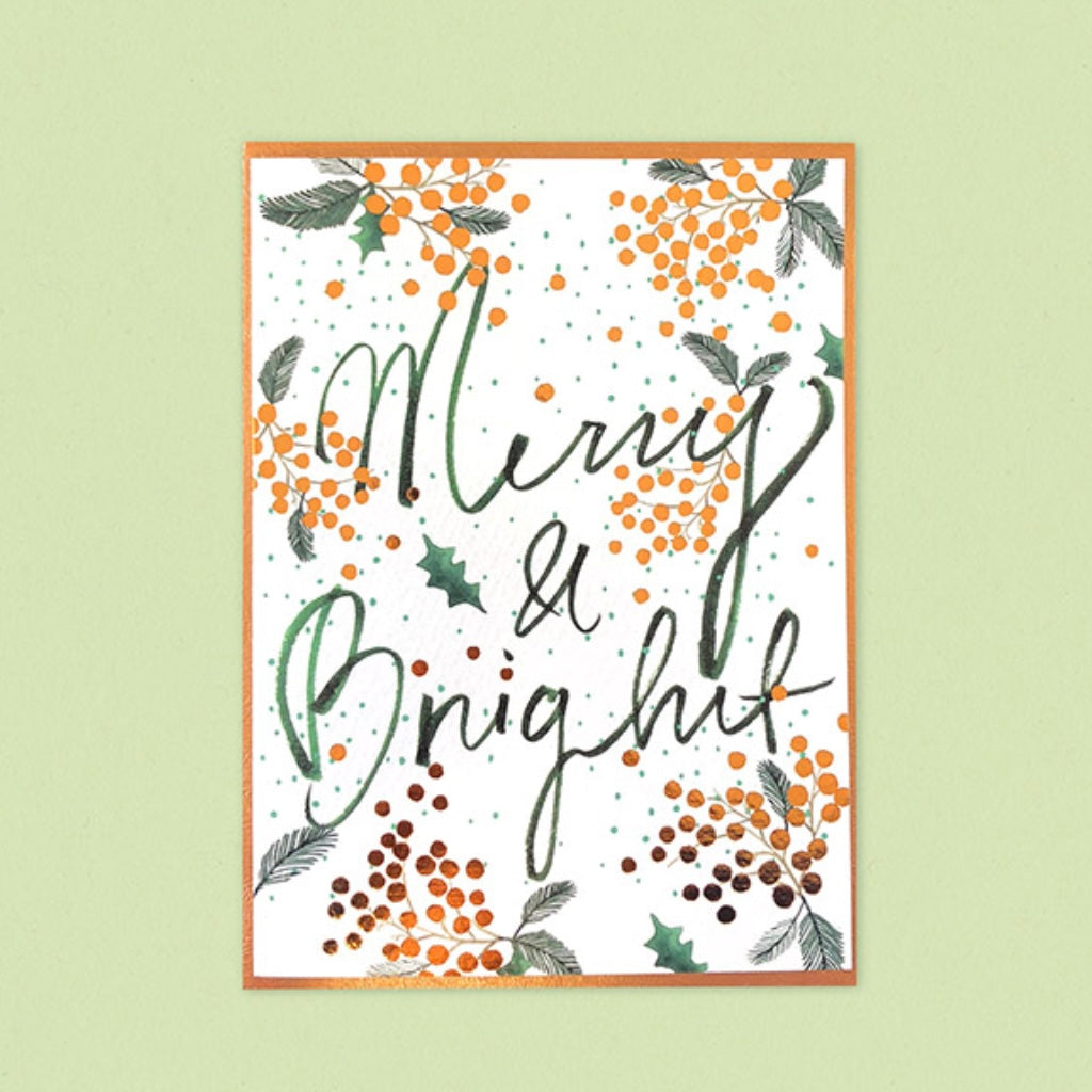 Merry and Bright Holly - Greeting Card