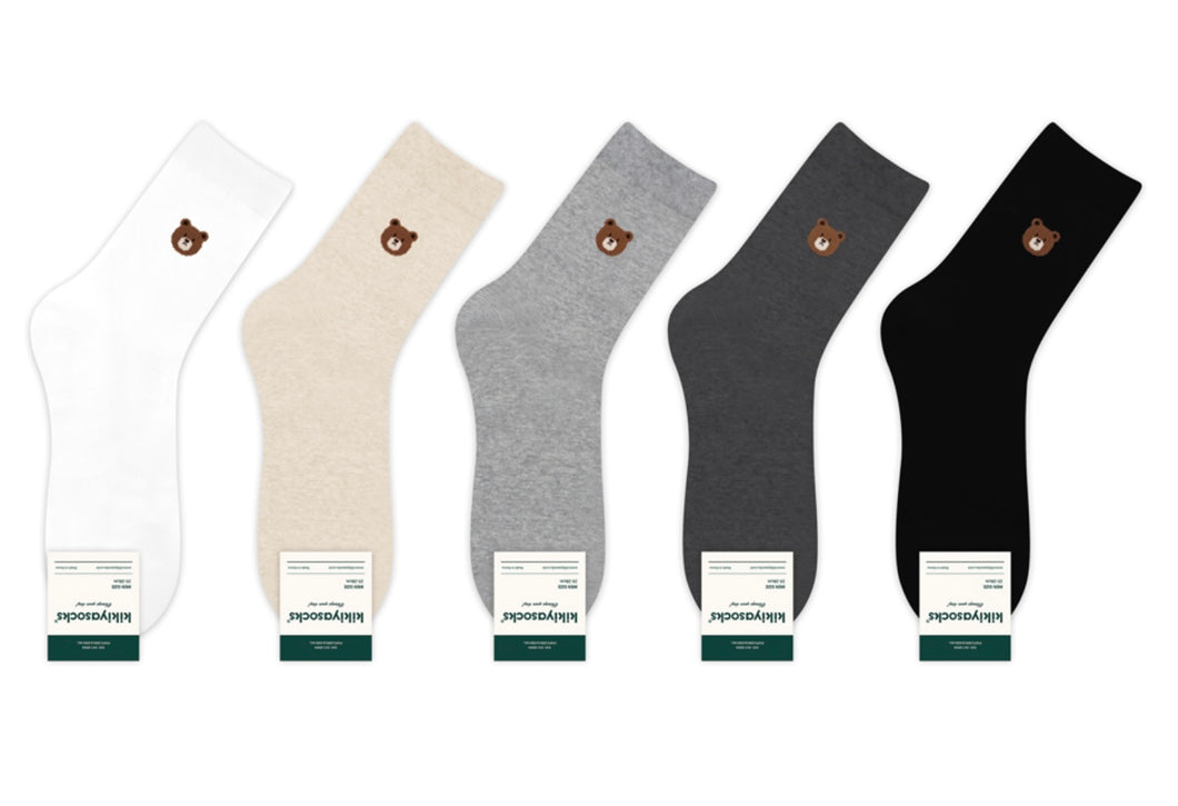 Small Bear Face Socks- Crew (L)