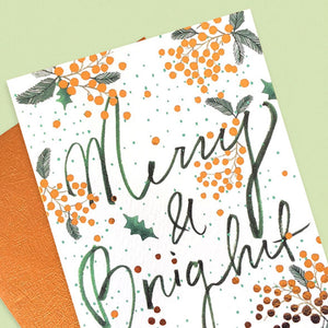 Merry and Bright Holly - Greeting Card