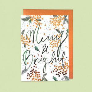 Merry and Bright Holly - Greeting Card