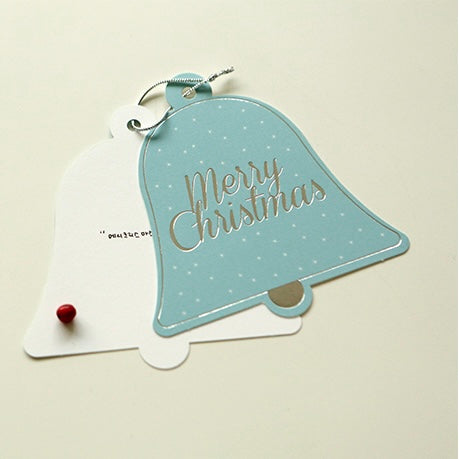 Christmas Bell Card - Sky Blue 