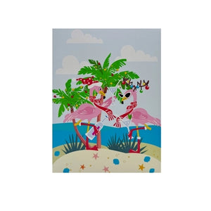 Christmas Flamingos - Pop Up Card