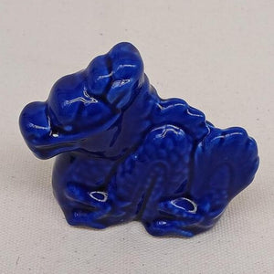 Blue Glaze Dragon - Miniature Ceramic Figurine