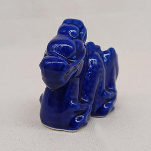 Blue Glaze Dragon - Miniature Ceramic Figurine