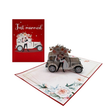 Load image into Gallery viewer, &quot;Just Married&quot; Car  - Pop Up Card