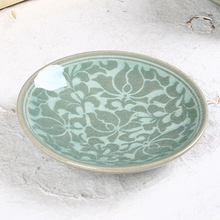 Load image into Gallery viewer, Round Celadon Arabesque Tea Cup with Saucer