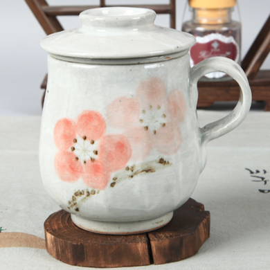 White Buncheong Cherry Blossom Mug