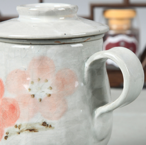 White Buncheong Cherry Blossom Mug