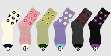 Tactel Daisy Flower Socks - Crew