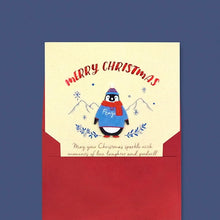 Load image into Gallery viewer, Merry Christmas Wooden Penguin - Greeting Card