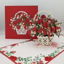 Load image into Gallery viewer, Basket of Roses - Pop Up Card