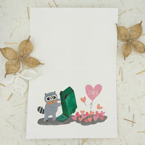 I Love You Raccoon - Greeting Card