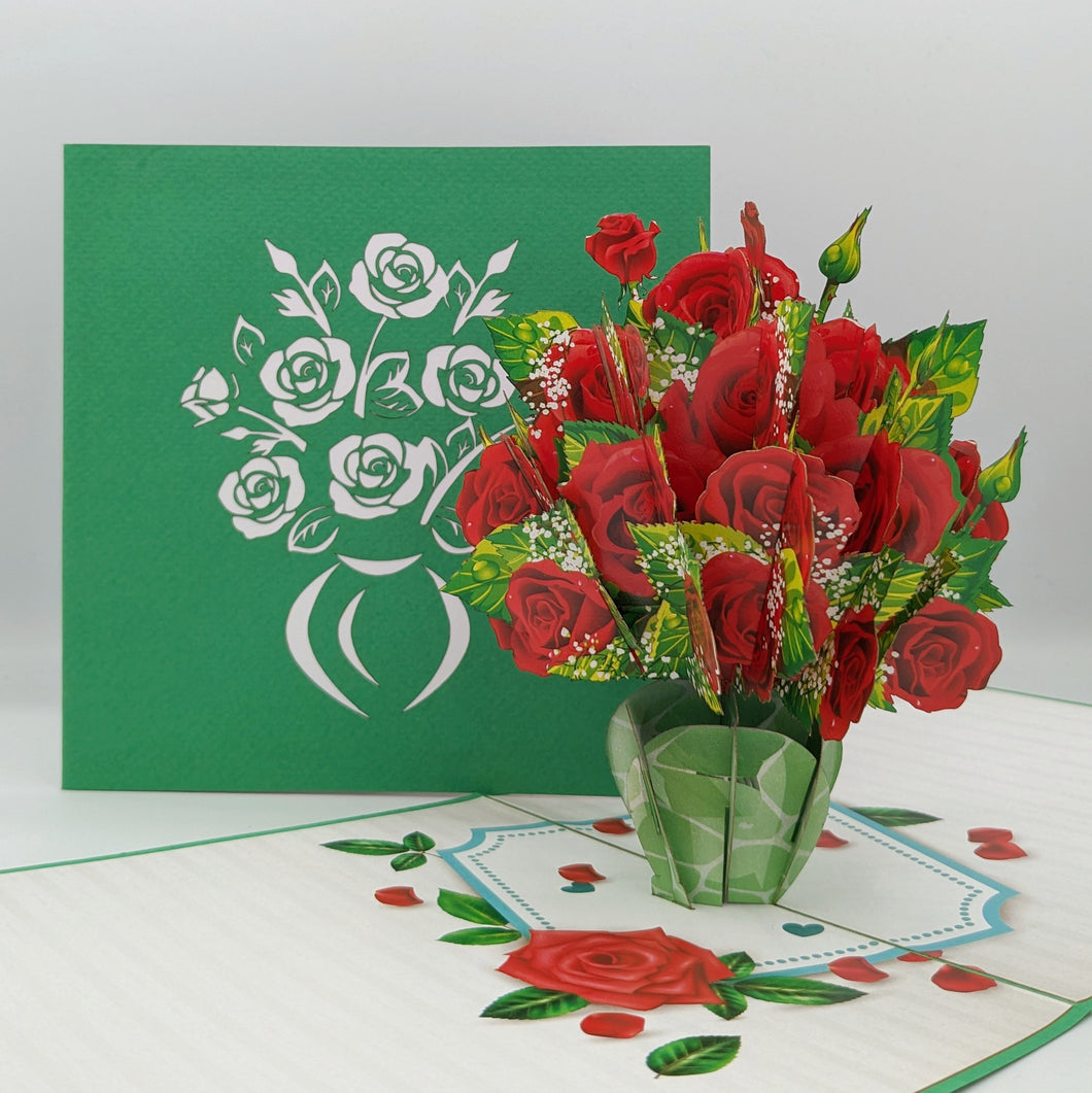 Vase of Roses - Pop Up Card