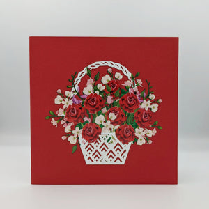 Basket of Roses - Pop Up Card