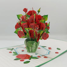 Load image into Gallery viewer, Vase of Roses - Pop Up Card