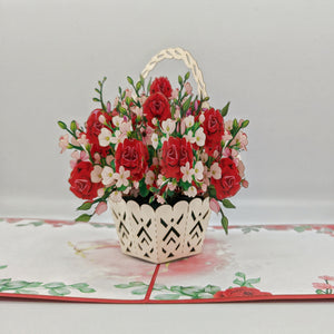 Basket of Roses - Pop Up Card