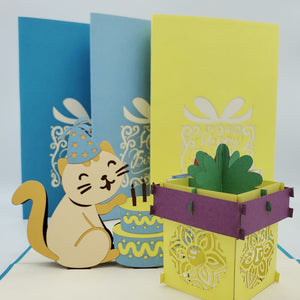 Happy Birthday Cat - Pop Up Card