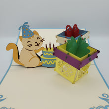 Load image into Gallery viewer, Happy Birthday Cat - Pop Up Card