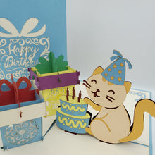 Load image into Gallery viewer, Happy Birthday Cat - Pop Up Card