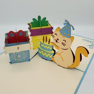 Happy Birthday Cat - Pop Up Card