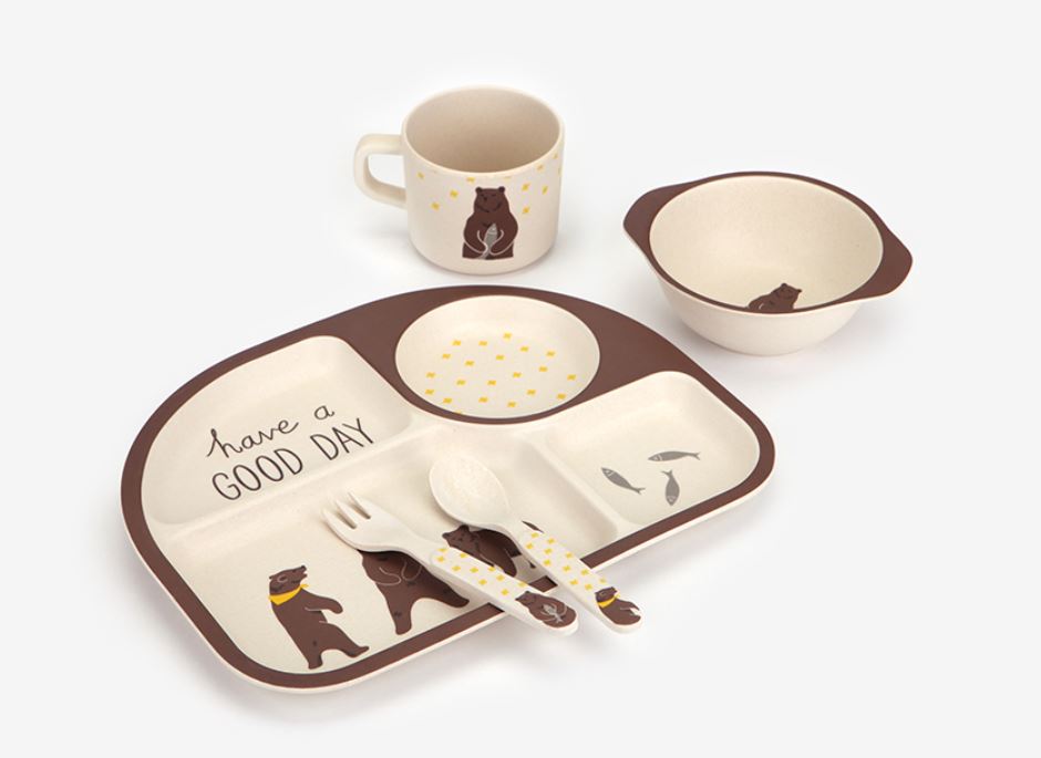 Kids bamboo dinner clearance set