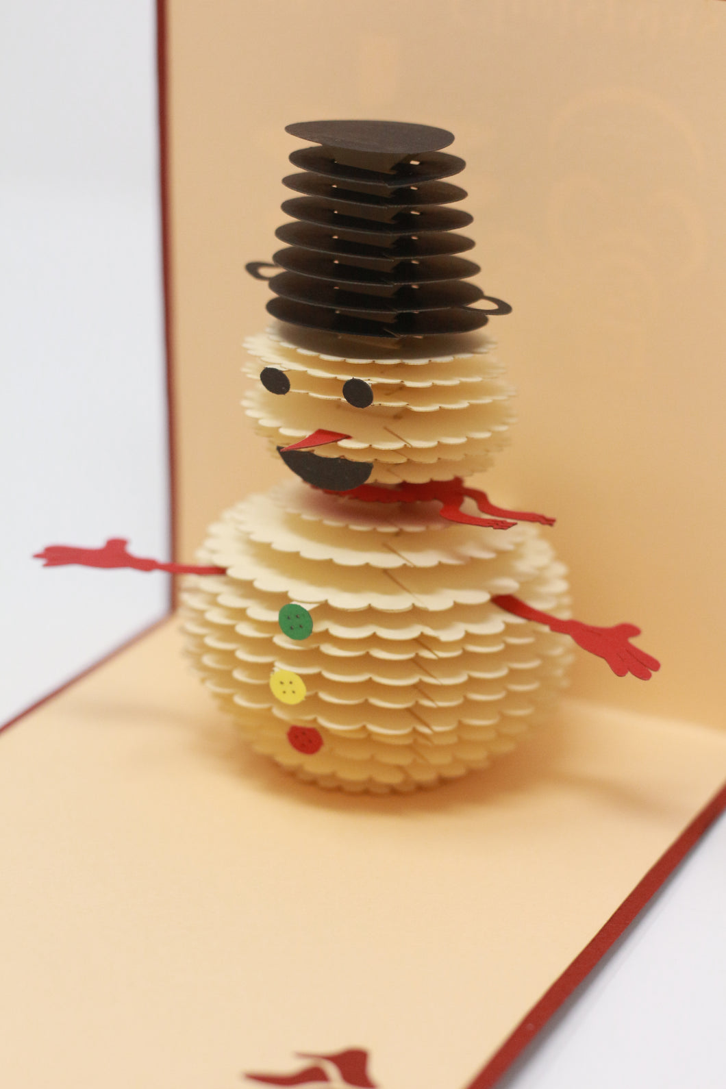 Colourful Buttons Snowman - Pop Up Card