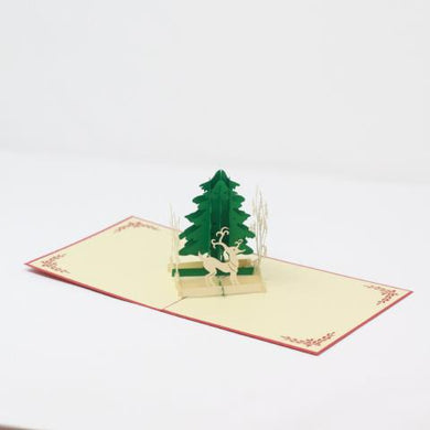 White Deer in Forest - Pop Up Card