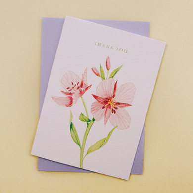 Thank You Pink Flower - Mini Greeting Card