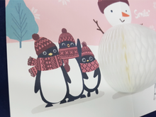 Load image into Gallery viewer, Honeycomb 3D Card - Penguin Snowman